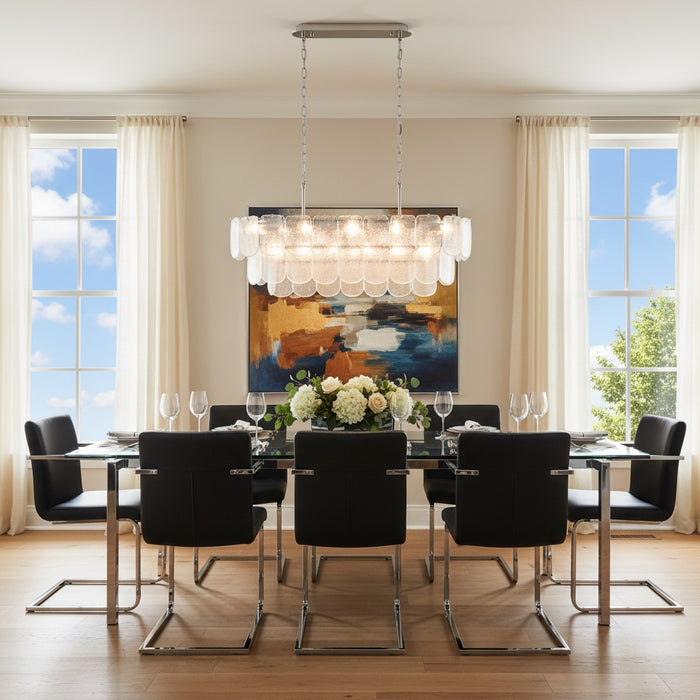 Bianca 12 Light Island Pendant Polished Nickel, Crystalline-Linear/Island-Artcraft-Lighting Design Store