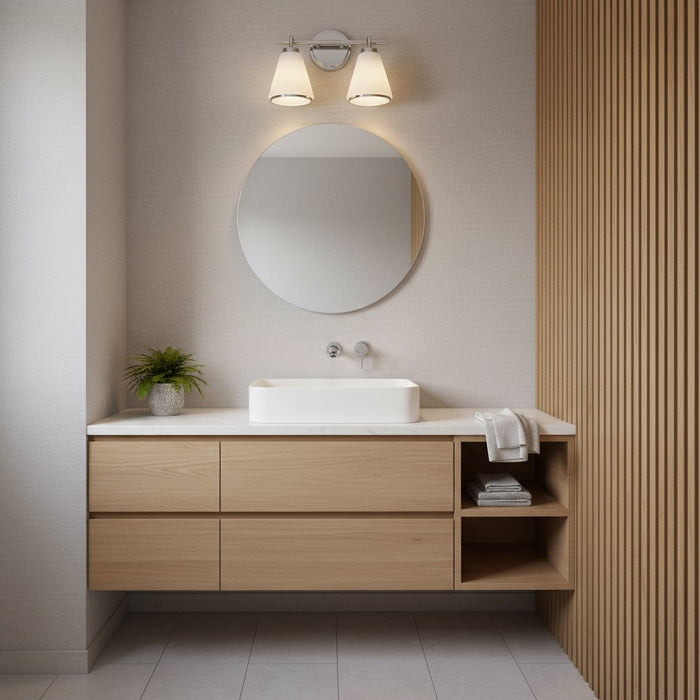 Zoey Two Light Bathroom Vanity Polished Nickel-Bathroom Fixtures-Artcraft-Lighting Design Store