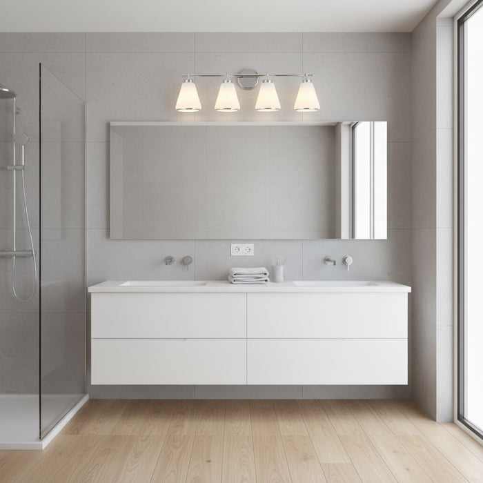 Zoey Four Light Bathroom Vanity Polished Nickel-Bathroom Fixtures-Artcraft-Lighting Design Store