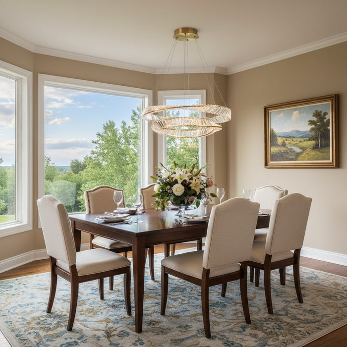 Stella LED Chandelier Brushed Brass-Mid. Chandeliers-Artcraft-Lighting Design Store