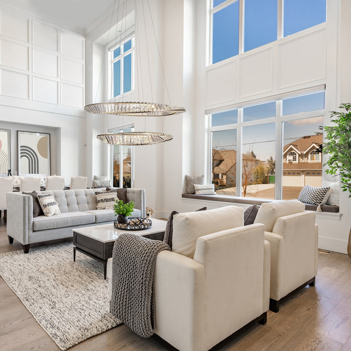 Stella LED Chandelier Satin Nickel-Mid. Chandeliers-Artcraft-Lighting Design Store