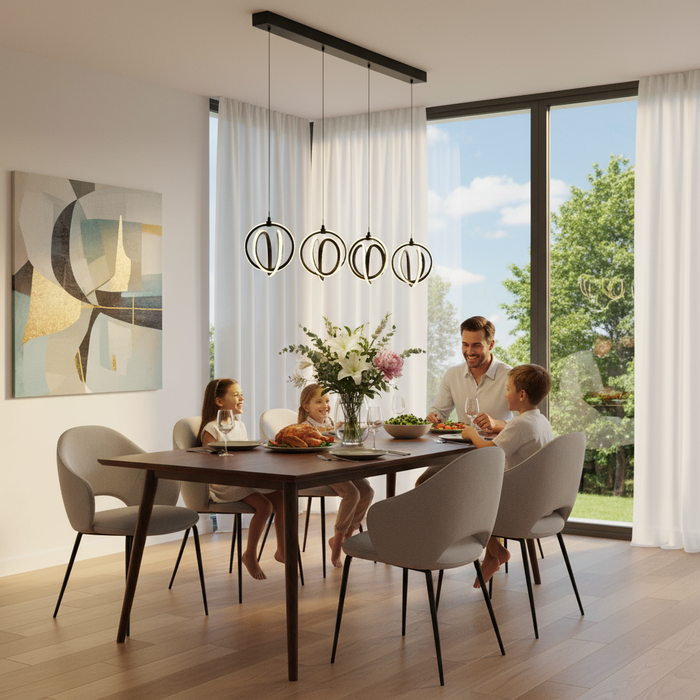 Rose Collection LED Chandelier Black-Linear/Island-Artcraft-Lighting Design Store