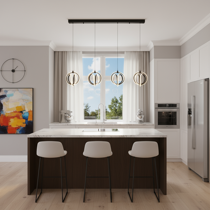 Rose Collection LED Chandelier Black-Linear/Island-Artcraft-Lighting Design Store