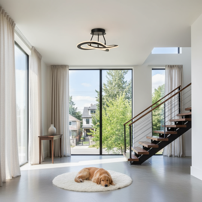 Wave LED Semi-Flush Mount Black-Semi-Flush Mts.-Artcraft-Lighting Design Store