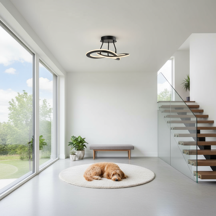 Wave LED Semi-Flush Mount Black-Semi-Flush Mts.-Artcraft-Lighting Design Store