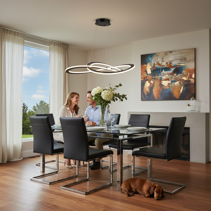 Wave LED Chandelier Black-Mid. Chandeliers-Artcraft-Lighting Design Store