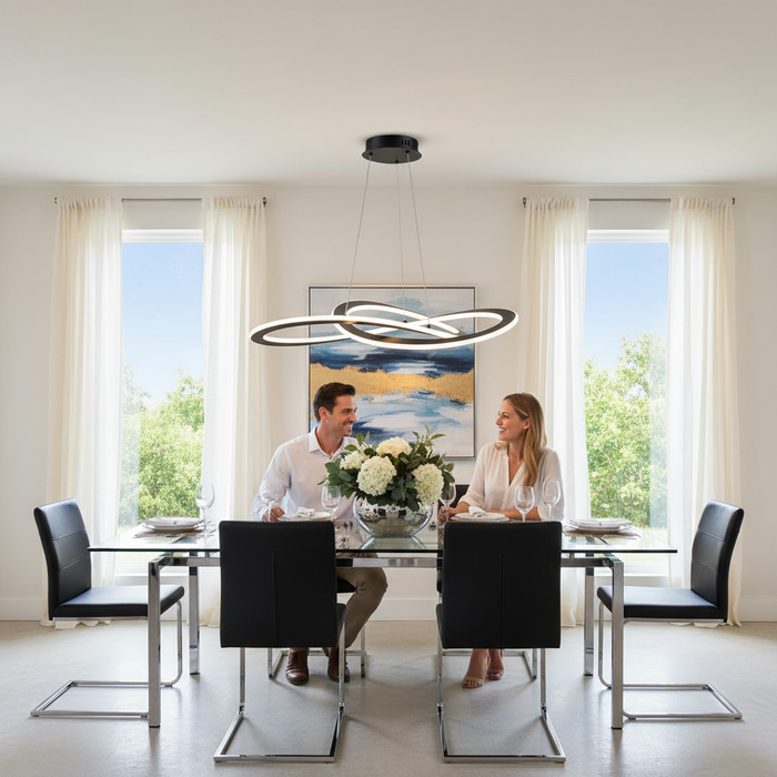 Wave LED Chandelier Black-Mid. Chandeliers-Artcraft-Lighting Design Store