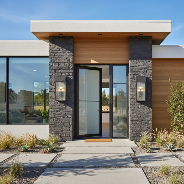 Point Two Light Outdoor Wall Sconce Black, Brass-Exterior-Artcraft-Lighting Design Store