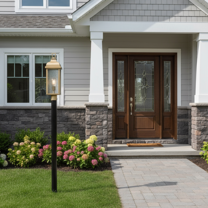 Madrid One Light Outdoor Post Mount Weathered Brass-Exterior-Artcraft-Lighting Design Store