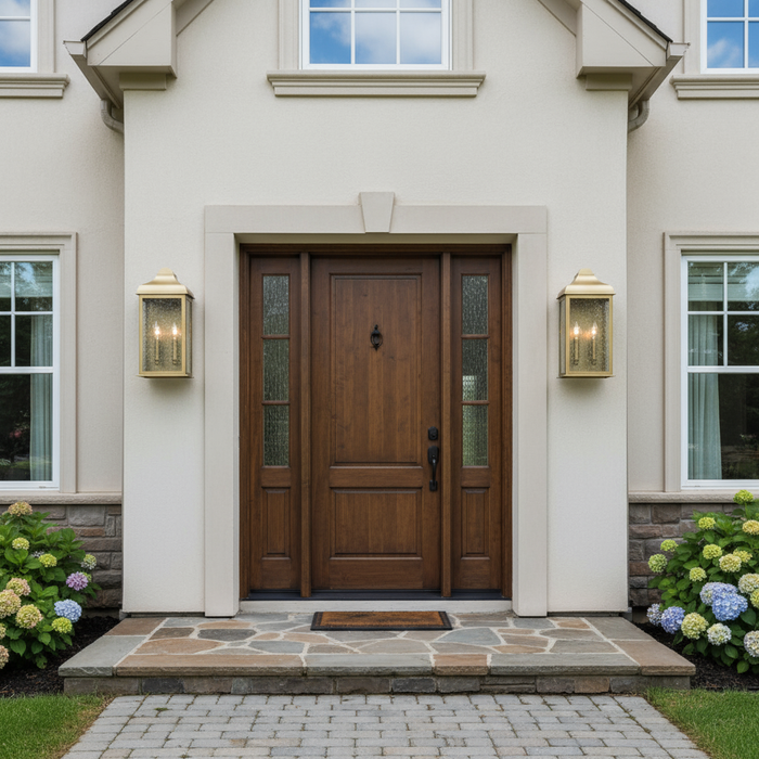 Madrid Two Light Outdoor Wall Sconce Weathered Brass-Exterior-Artcraft-Lighting Design Store