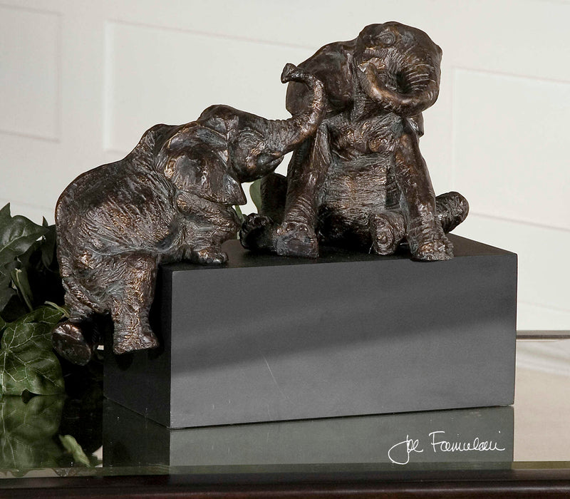 Playful Pachyderms Figurines Antique Bronze-Home Accents-Uttermost-Lighting Design Store