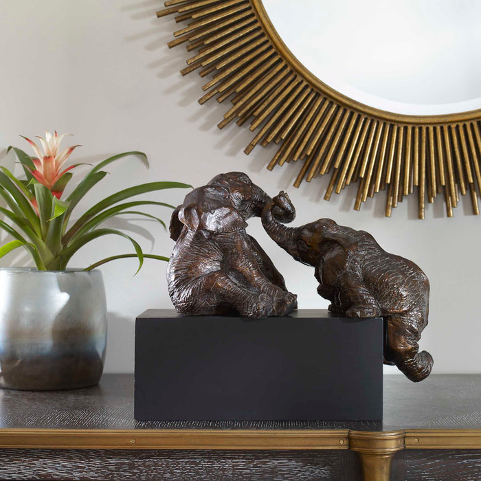 Playful Pachyderms Figurines Antique Bronze-Home Accents-Uttermost-Lighting Design Store