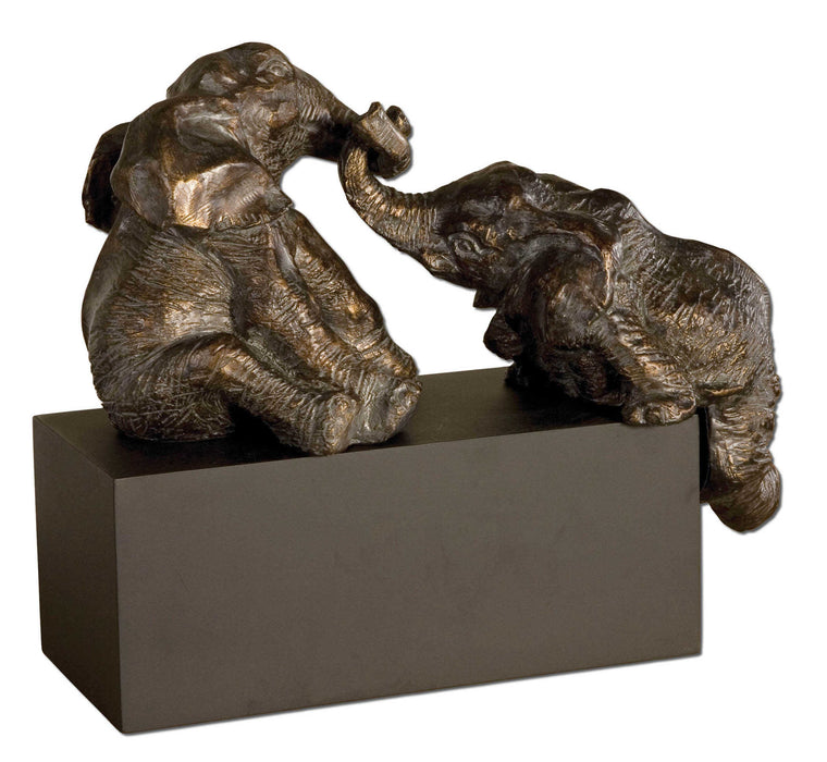 Playful Pachyderms Figurines Antique Bronze-Home Accents-Uttermost-Lighting Design Store