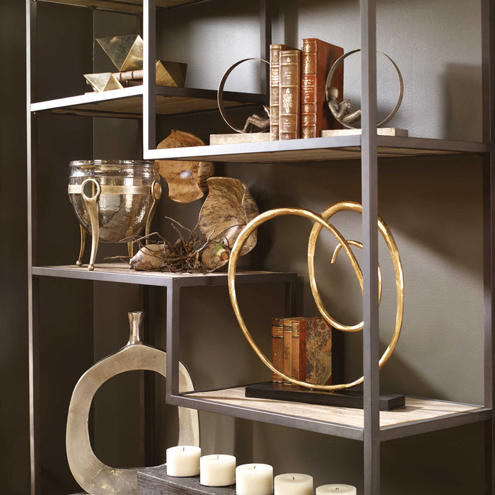 Lounging Reader Bookends, Set/2 Antiqued Silver Leaf w/Light Gray Glaze-Home Accents-Uttermost-Lighting Design Store