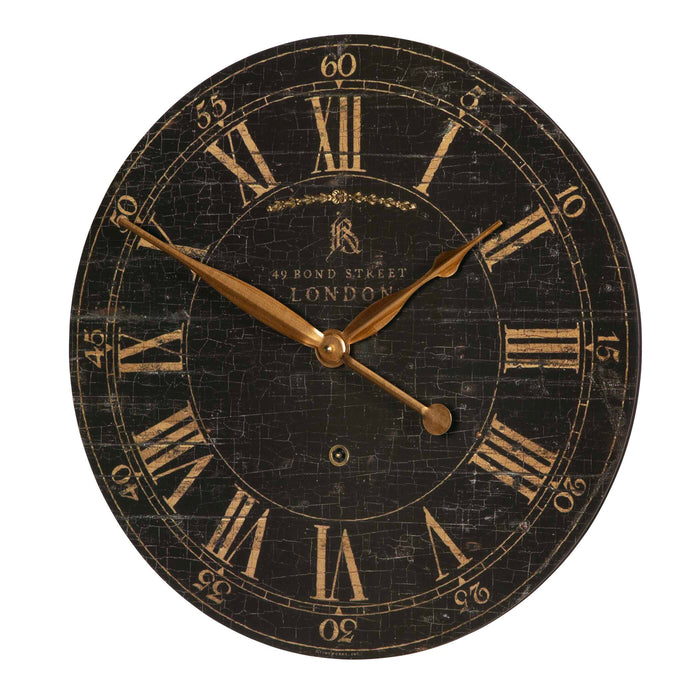 Bond Street Wall Clock Antiqued Brass-Home Accents-Uttermost-Lighting Design Store