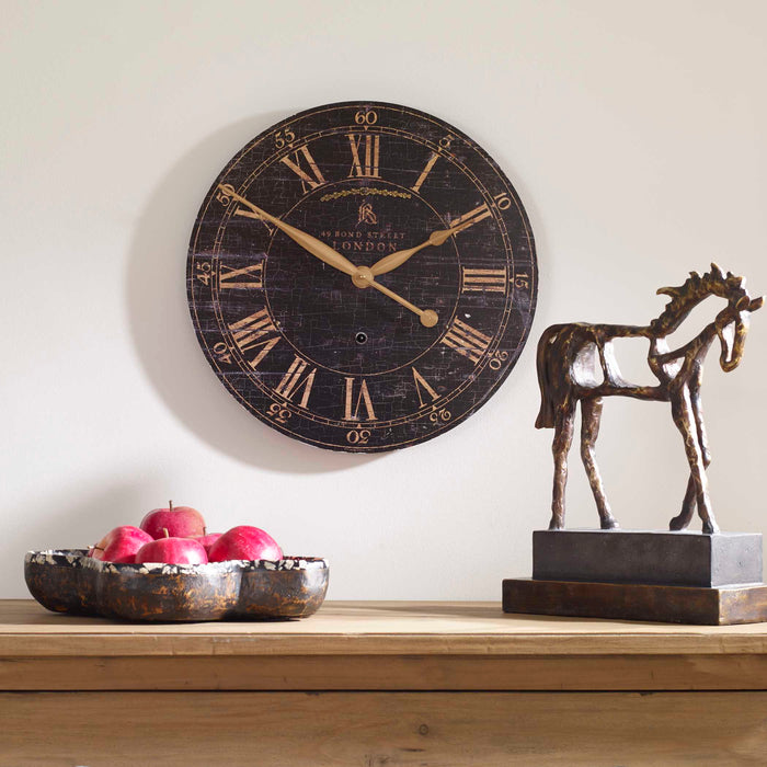 Bond Street Wall Clock Antiqued Brass-Home Accents-Uttermost-Lighting Design Store