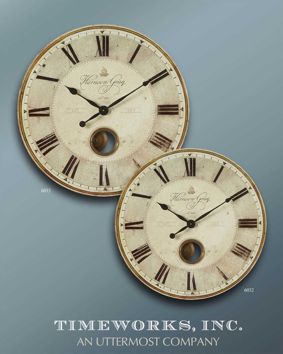 Harrison Gray Wall Clock Brass-Home Accents-Uttermost-Lighting Design Store