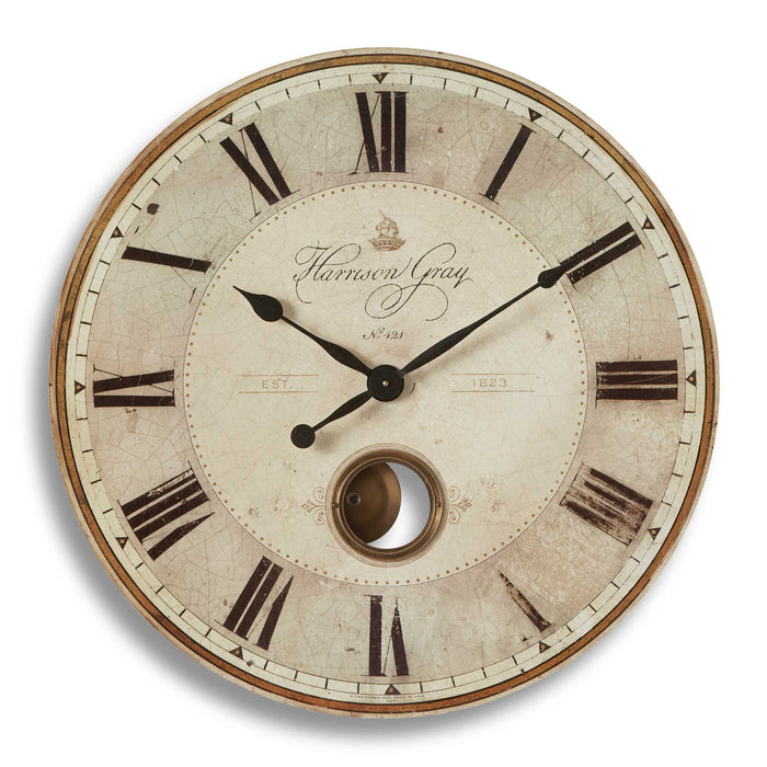 Harrison Gray Wall Clock Brass-Home Accents-Uttermost-Lighting Design Store
