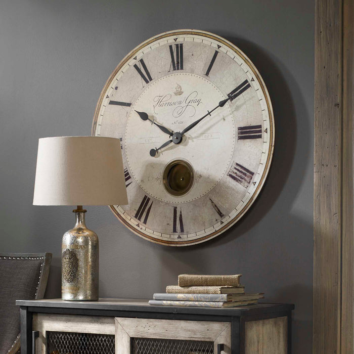 Harrison Gray 30" Wall Clock Brass-Home Accents-Uttermost-Lighting Design Store
