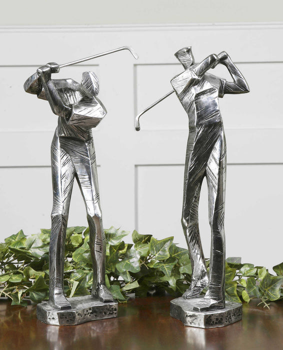 Practice Shot Sculpture, Set/2 Silver w/Matte Black Glaze-Home Accents-Uttermost-Lighting Design Store