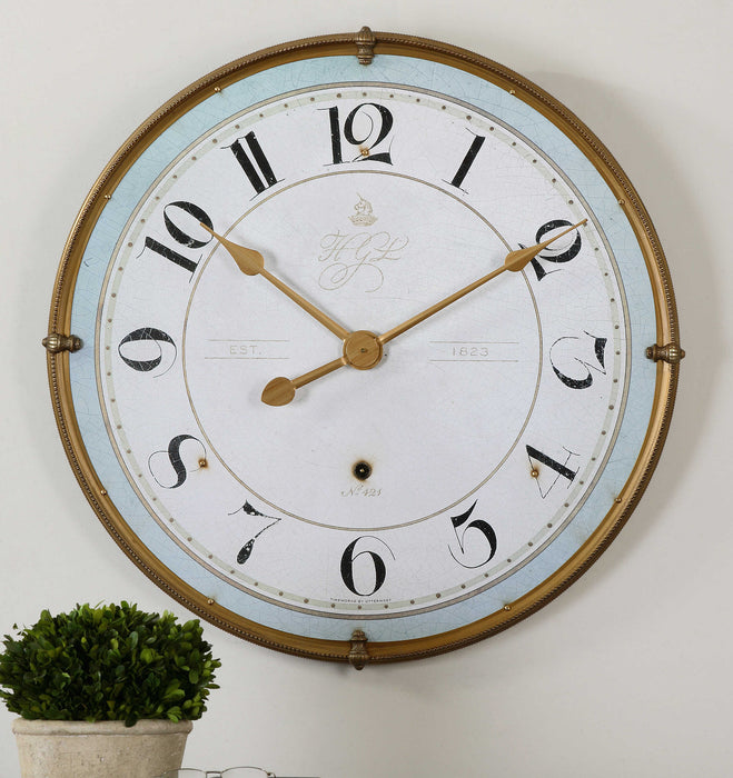 Torriana Wall Clock Antiqued Gold-Home Accents-Uttermost-Lighting Design Store