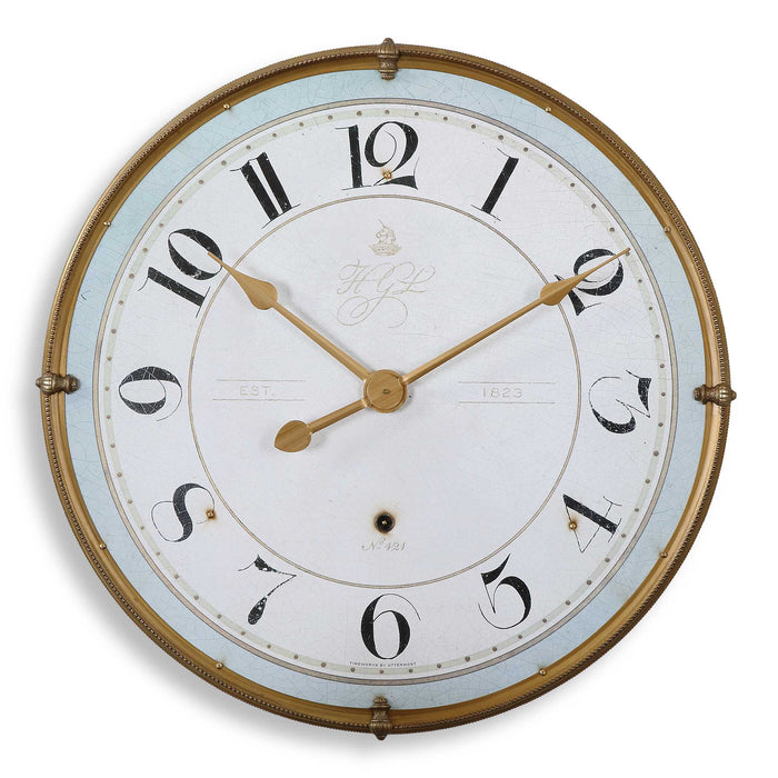 Torriana Wall Clock Antiqued Gold-Home Accents-Uttermost-Lighting Design Store
