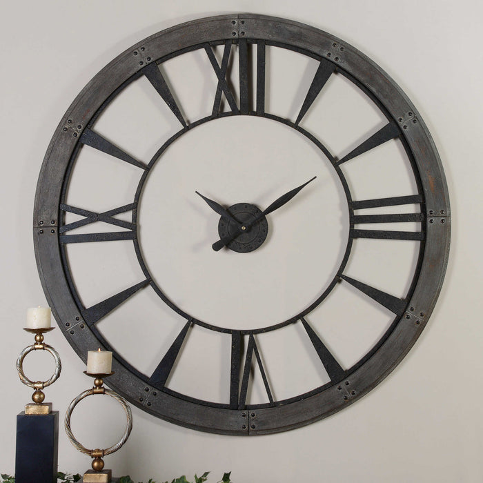 Ronan Wall Clock Dark Rustic Bronze w/Rust Gray-Home Accents-Uttermost-Lighting Design Store
