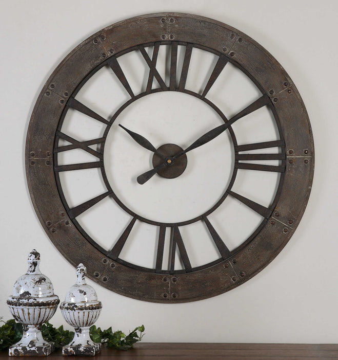 Ronan Wall Clock Dark Rustic Bronze-Home Accents-Uttermost-Lighting Design Store