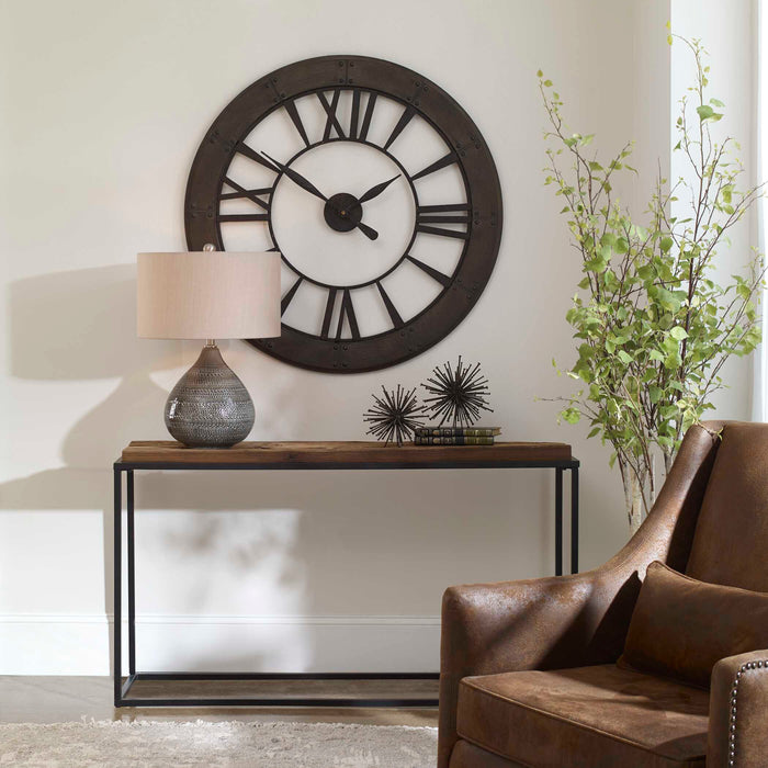 Ronan Wall Clock Dark Rustic Bronze-Home Accents-Uttermost-Lighting Design Store