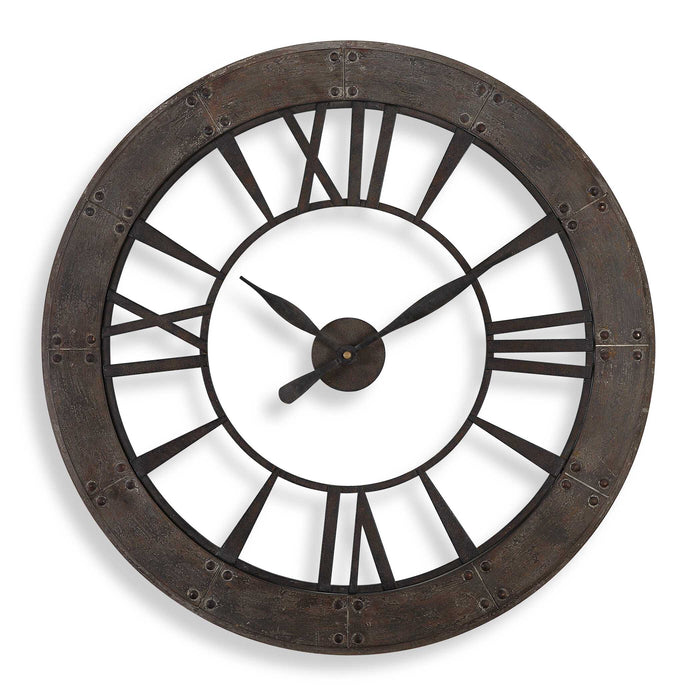 Ronan Wall Clock Dark Rustic Bronze-Home Accents-Uttermost-Lighting Design Store