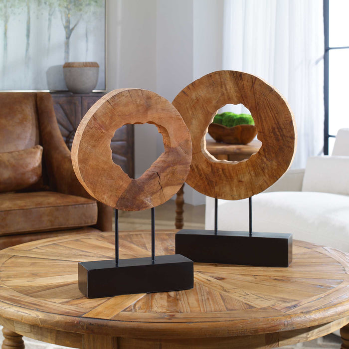 Ashlea Sculpture, Set/2 Natural Mango Wood-Home Accents-Uttermost-Lighting Design Store