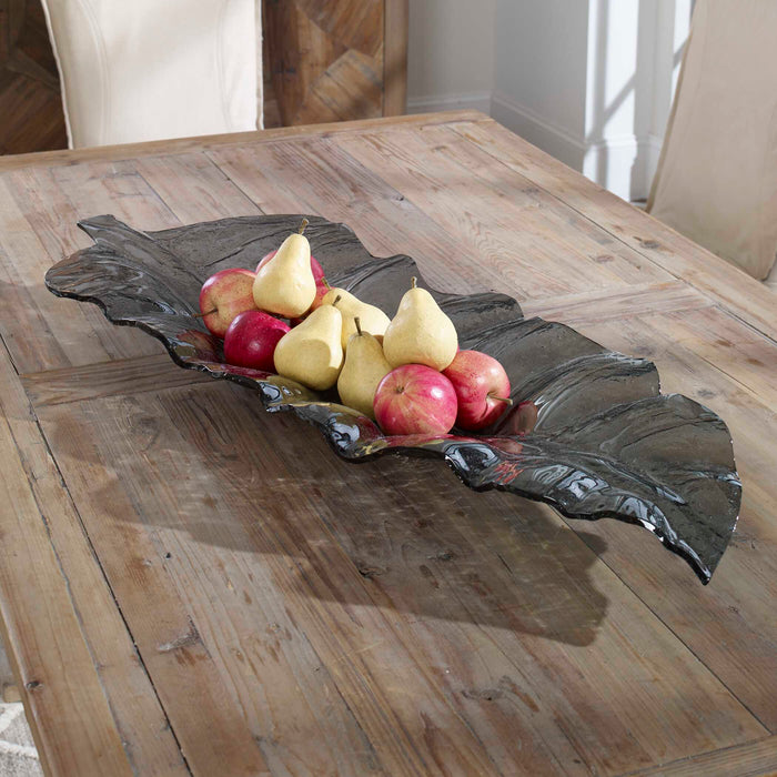 Smoked Leaf Tray Dark Gray-Home Accents-Uttermost-Lighting Design Store