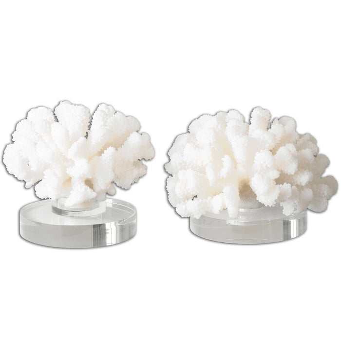 Hard Coral Sculpture, Set/2 Textured Cream-Home Accents-Uttermost-Lighting Design Store