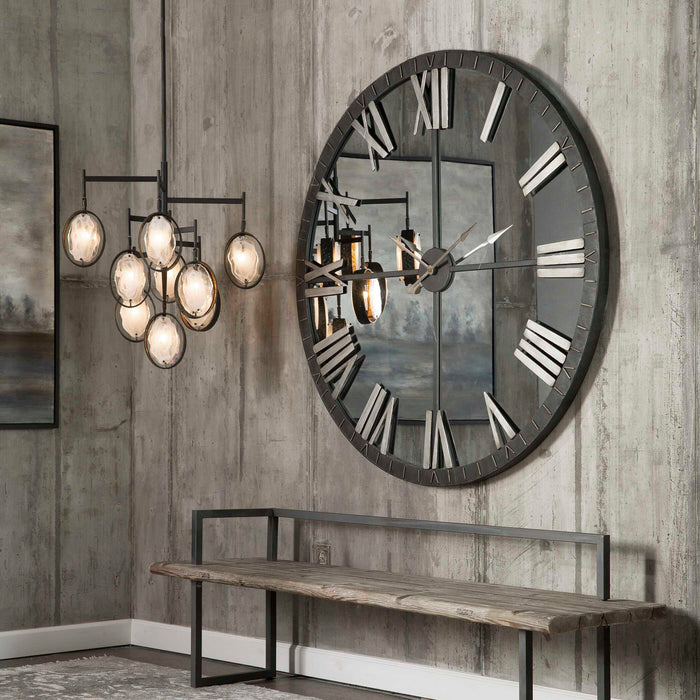 Amelie Wall Clock Rustic Bronze w/Silver Highlights-Home Accents-Uttermost-Lighting Design Store