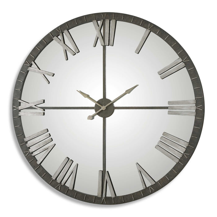Amelie Wall Clock Rustic Bronze w/Silver Highlights-Home Accents-Uttermost-Lighting Design Store