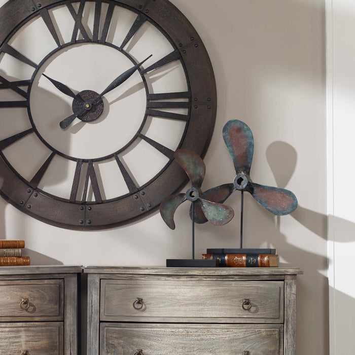 Propellers Sculpture, Set/2 Rust Brown w/Green-Home Accents-Uttermost-Lighting Design Store