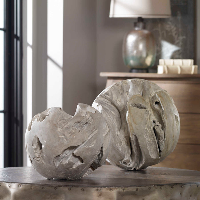 Ermanno Balls S/2 Gray Glaze-Home Accents-Uttermost-Lighting Design Store