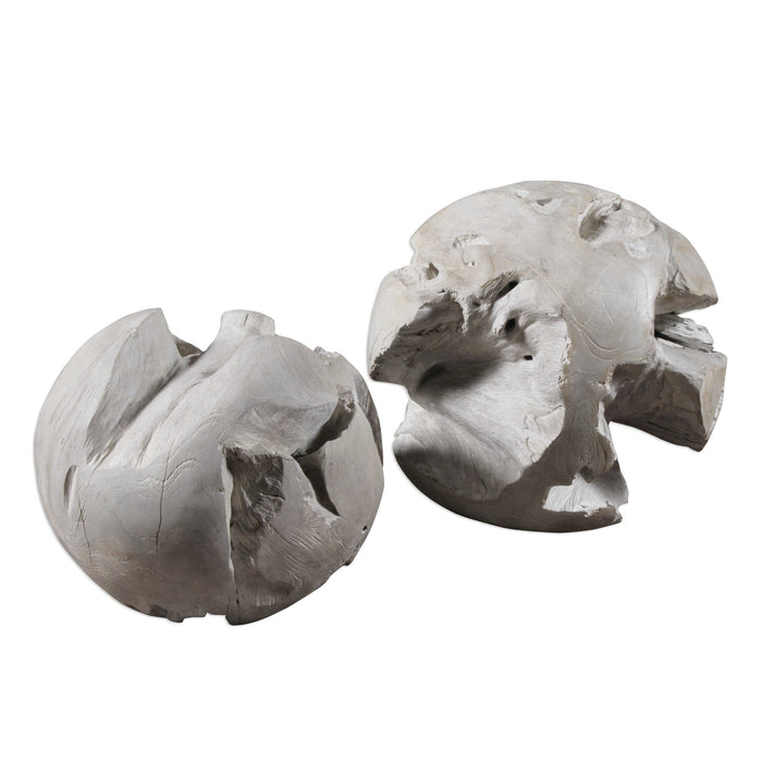 Ermanno Balls S/2 Gray Glaze-Home Accents-Uttermost-Lighting Design Store