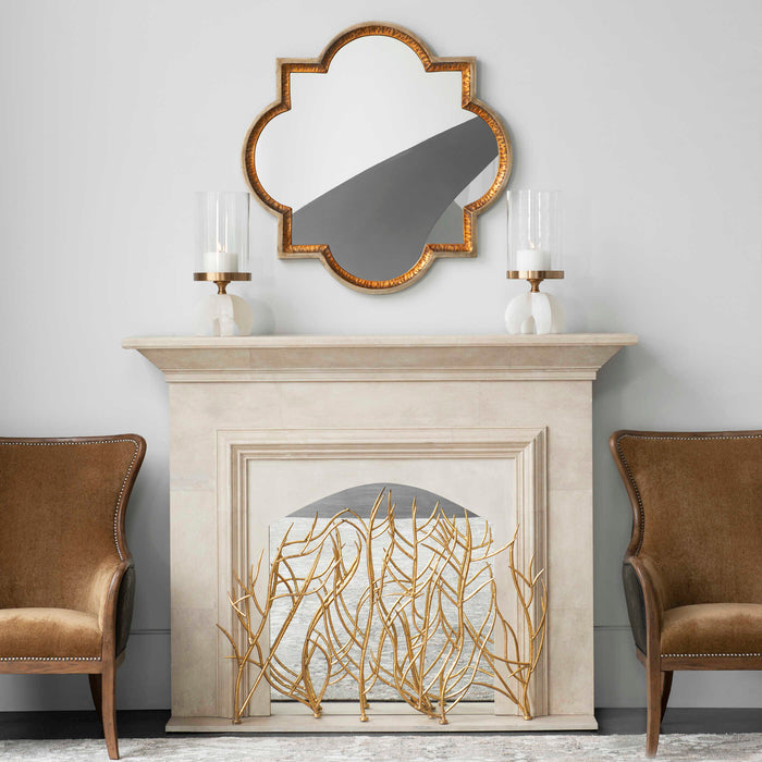 Gold Branches Fireplace Screen Bright Gold Leaf-Home Accents-Uttermost-Lighting Design Store