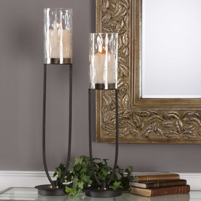 Durga Candleholders, Set/2 Matte Black-Home Accents-Uttermost-Lighting Design Store