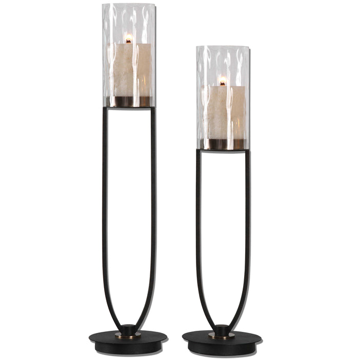 Durga Candleholders, Set/2 Matte Black-Home Accents-Uttermost-Lighting Design Store