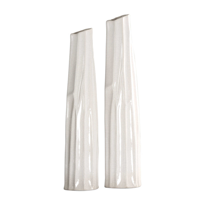 Kenley Vases, S/2 White-Home Accents-Uttermost-Lighting Design Store