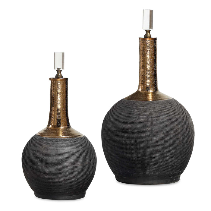 Arnav Bottles, S/2 Matte Black-Home Accents-Uttermost-Lighting Design Store