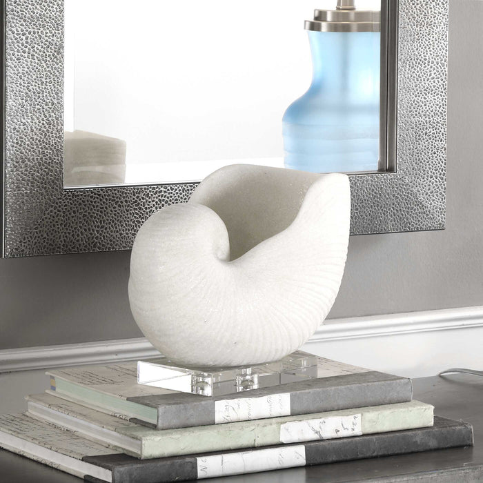 Nautilus Shell Sculpture Stone Textured-Home Accents-Uttermost-Lighting Design Store
