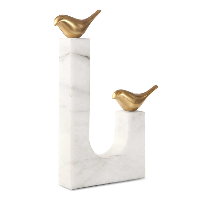 Songbirds Sculpture White Marble-Home Accents-Uttermost-Lighting Design Store