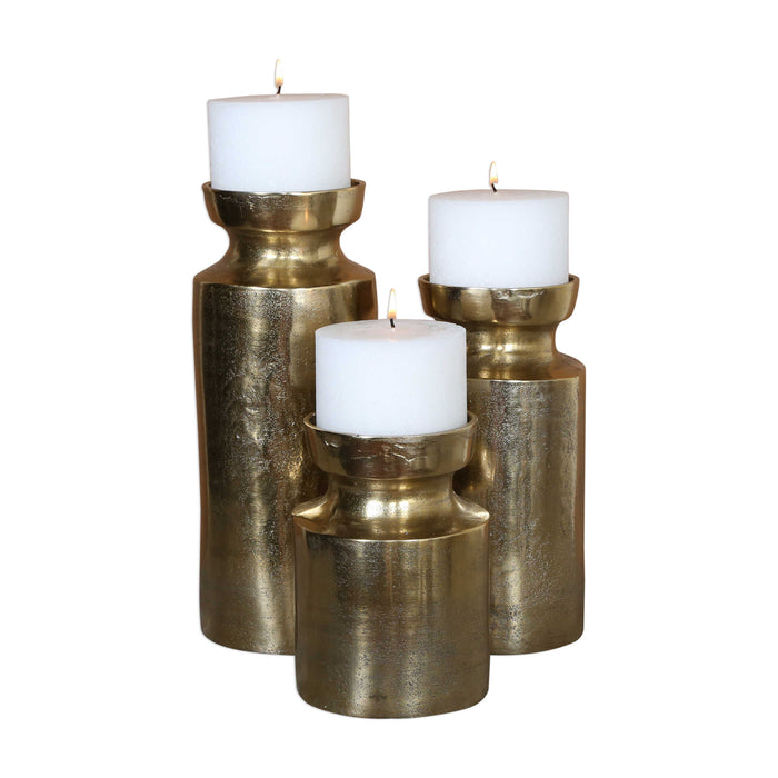 Amina Candleholders, Set/3 Antique Brass-Home Accents-Uttermost-Lighting Design Store