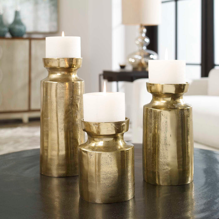 Amina Candleholders, Set/3 Antique Brass-Home Accents-Uttermost-Lighting Design Store