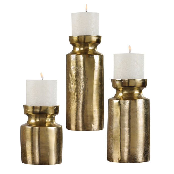 Amina Candleholders, Set/3 Antique Brass-Home Accents-Uttermost-Lighting Design Store