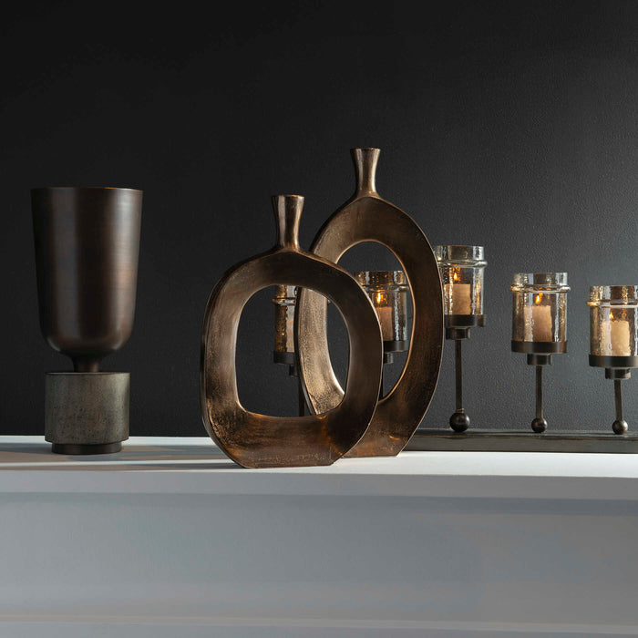 Kyler Vases, S/2 Bronze-Home Accents-Uttermost-Lighting Design Store