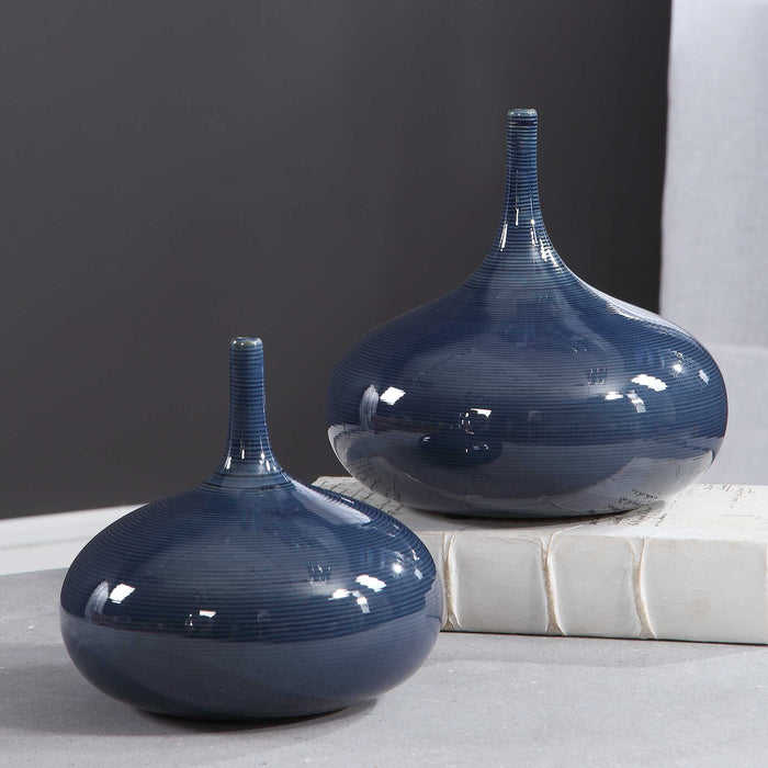 Zayan Vases, S/2 Blue-Home Accents-Uttermost-Lighting Design Store